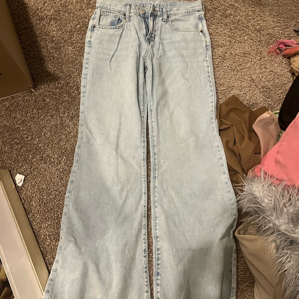 Old Navy Blue High-Waisted Wide-Leg Jeans